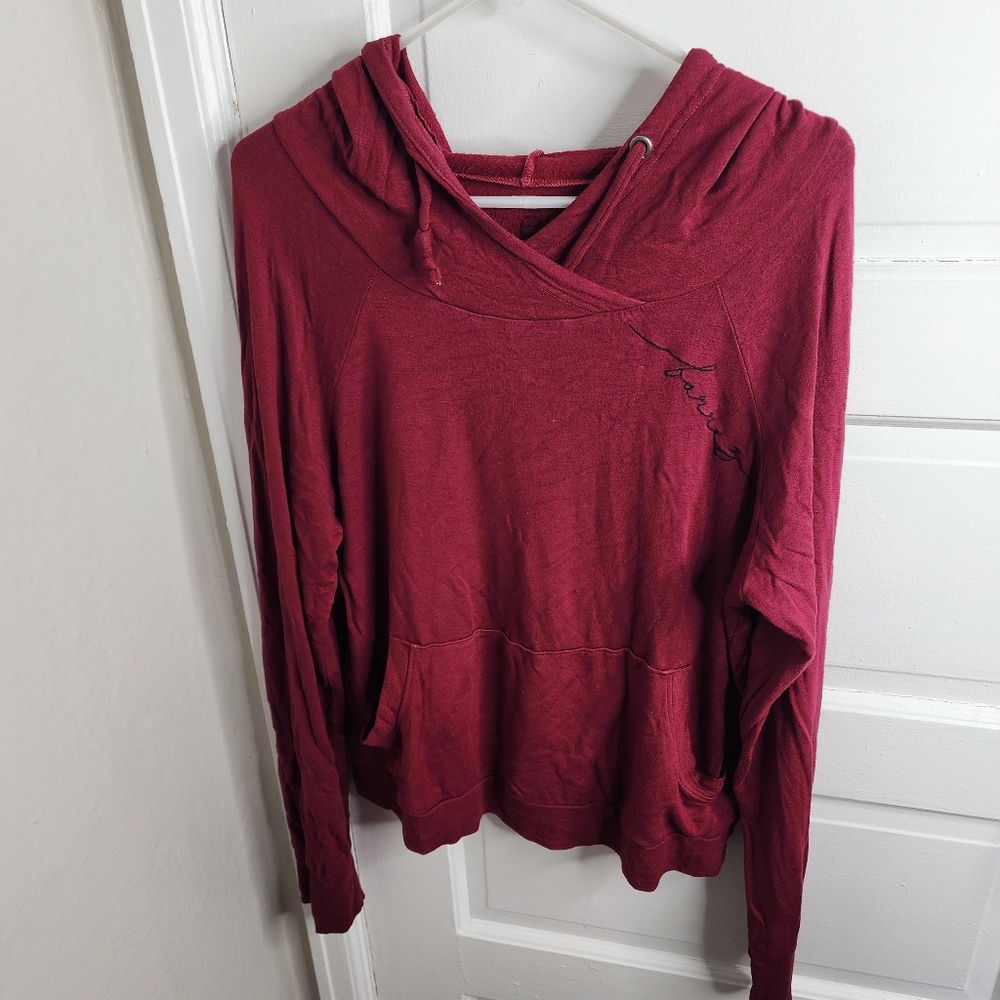 Barre 3 Maroon Hoodie Stiched Logo Front Medium